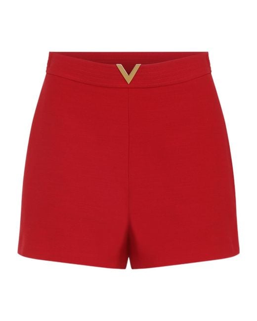 Valentino Red Logo Plaque Shorts