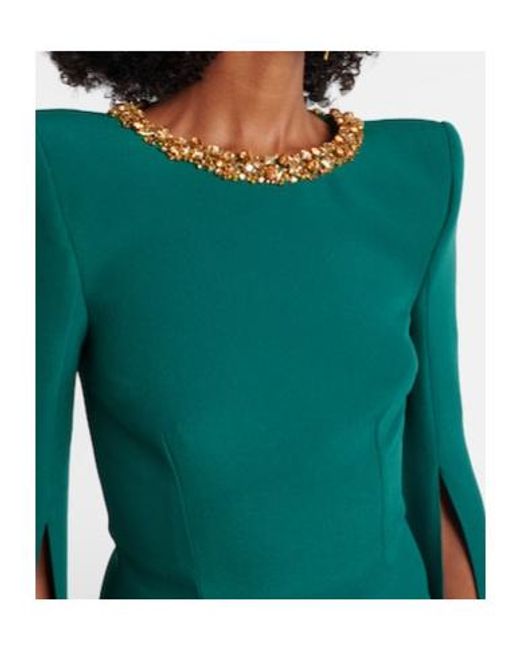 Safiyaa Green Embellished Crepe Gown