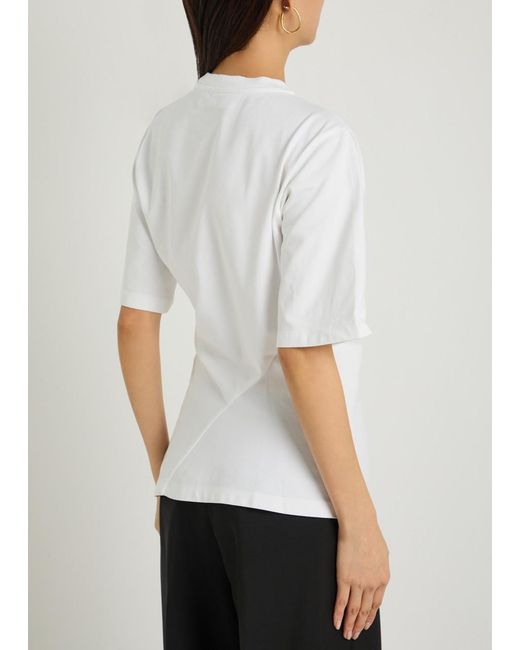 Rohe White Gathered Cotton T-Shirt