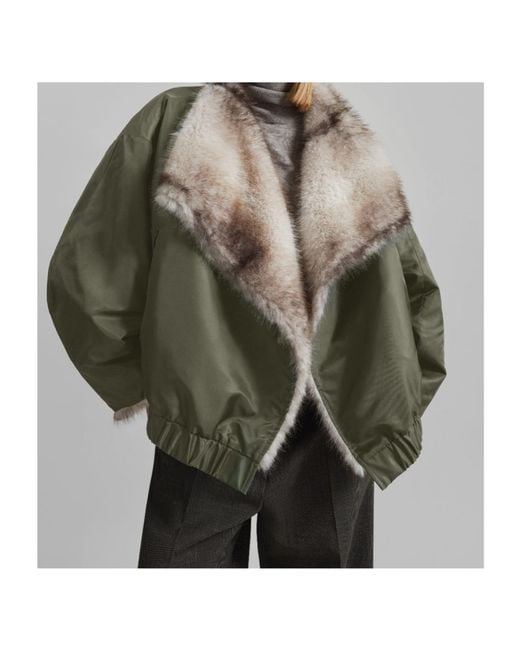 Frankie Shop Green Long Sleeved Reversible Coat