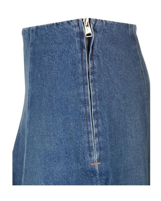 Khaite Blue The Lennox Low-Rise Denim Skirt