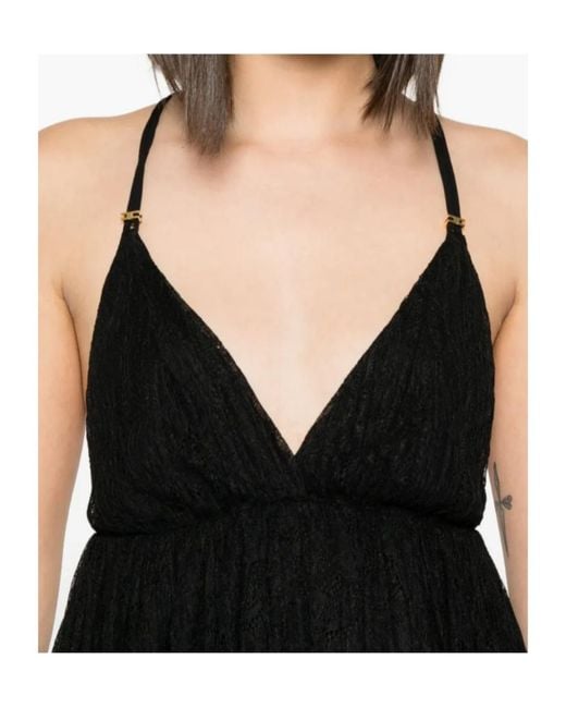 Elisabetta Franchi Black Lace Asymmetric Mini Dress