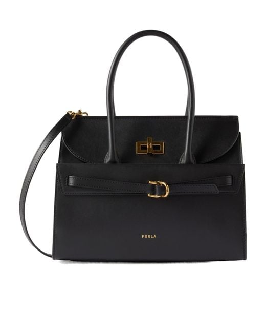 Furla Black Turn-Lock Shoulder Bag