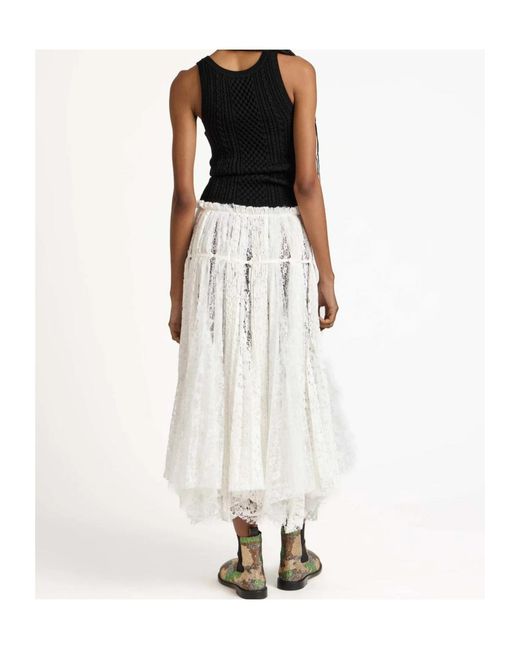 J.W. Anderson White Jw Anderson Mixed Lace Longline Skirt