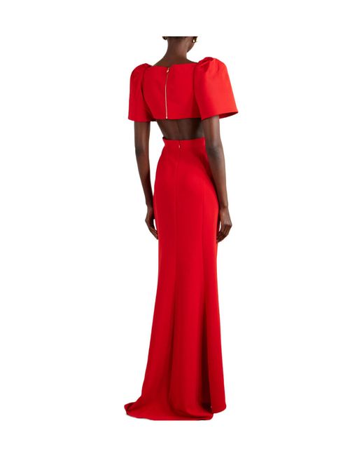 Carolina Herrera Red Cut-Out Silk-Faille And Crepe Gown