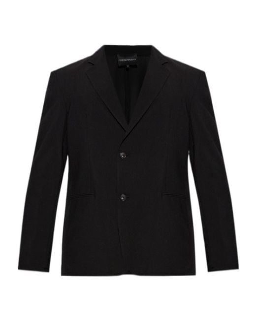 Emporio Armani Black Double-Vent Blazer for men