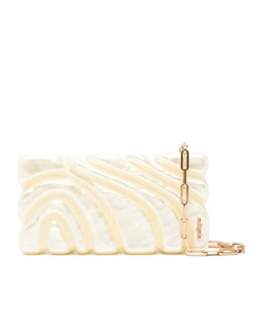 Cult Gaia Natural Aura Logo Lettering Clutch Bag