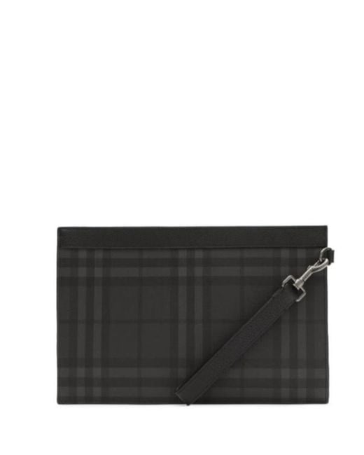 Burberry Black City Check Zip Pouch for men
