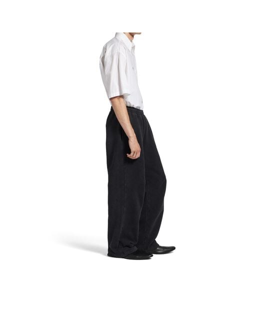 Balenciaga Black Cotton Masking Tape Logo Sweatpants for men
