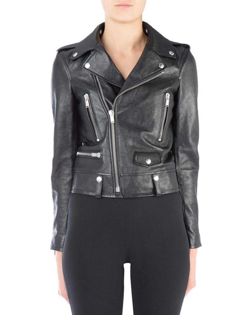 Saint Laurent Black Classic Leather Biker Jacket