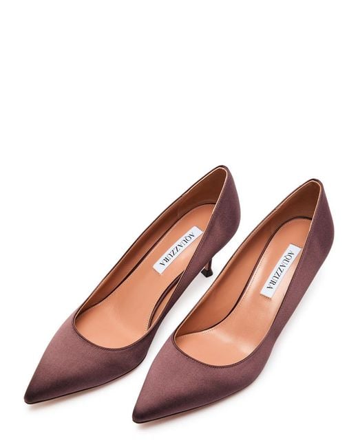 Aquazzura Brown Purist 65 Satin Pumps