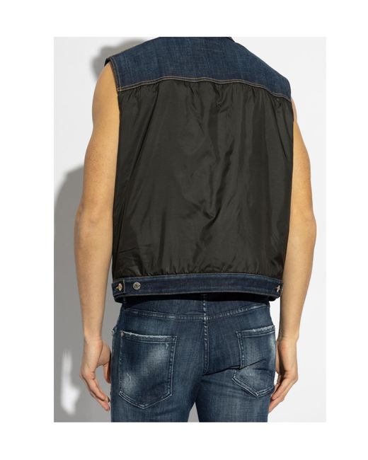 DSquared² Blue Dark Urban Wash Denim Puffer Vest for men
