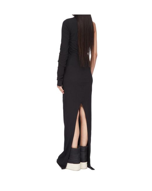 Rick Owens Black One-Shoulder Maxi Dress