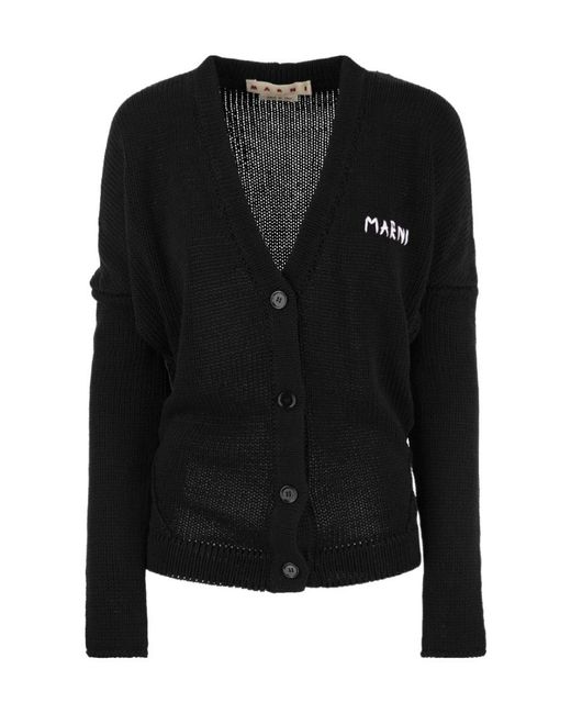 Marni Black Cotton Cardigan For