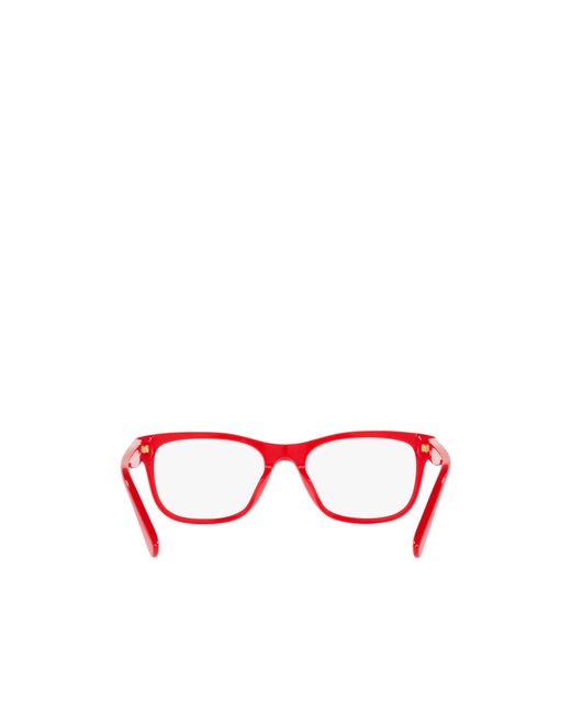 Versace Red Square-Frame Logo Glasses