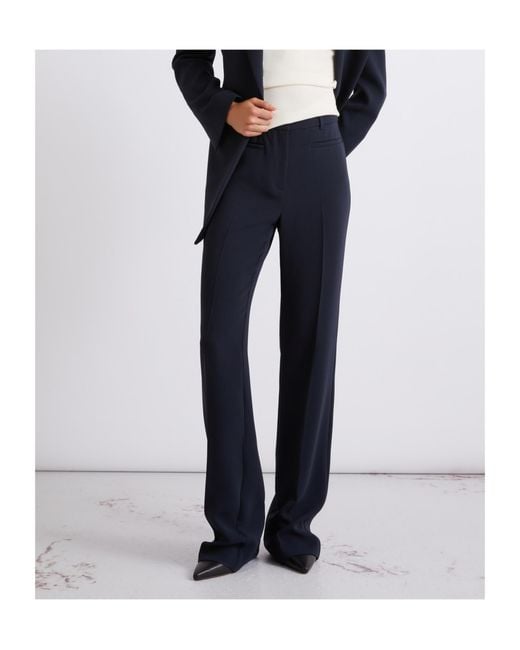 Marella Blue Pleated Straight Leg Pants