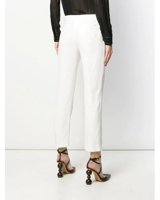 McQueen White Straight Leg Cropped Trousers