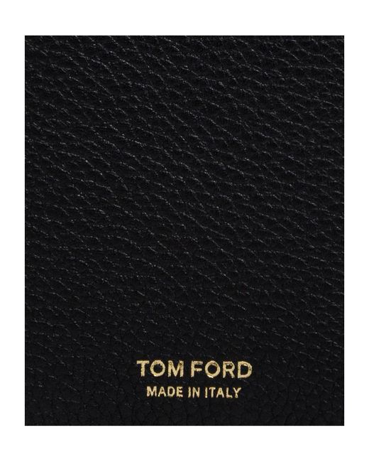 Tom Ford Black Textured Bi-Fold Card Holder for men