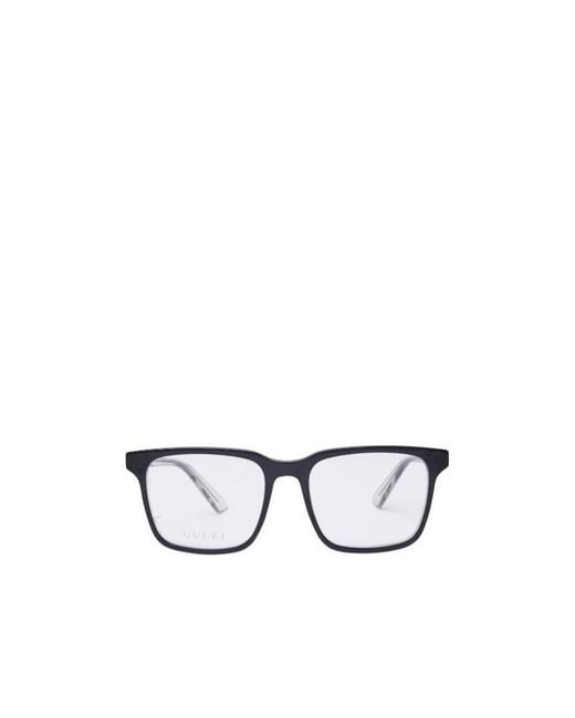 Gucci White Eyewear Square Frame Glasses for men