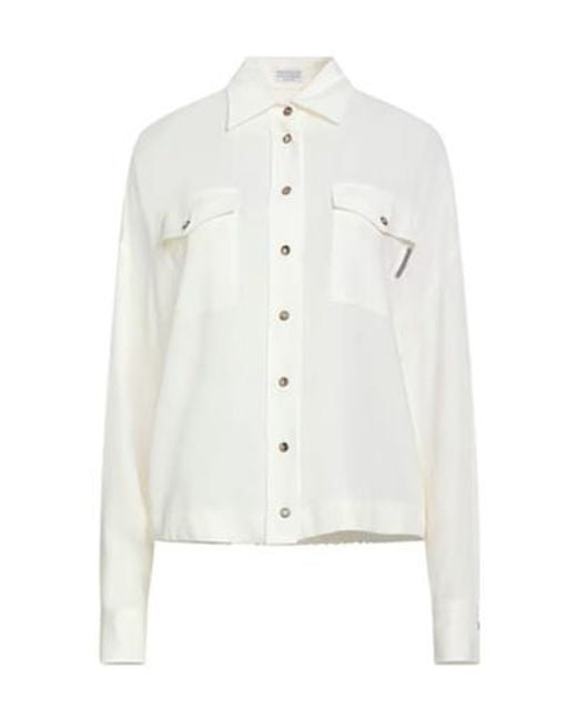 Brunello Cucinelli White Minimal Long-Sleeve Shirt