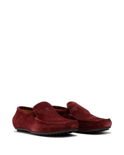 Emporio Armani Red Suede Loafer Shoes for men