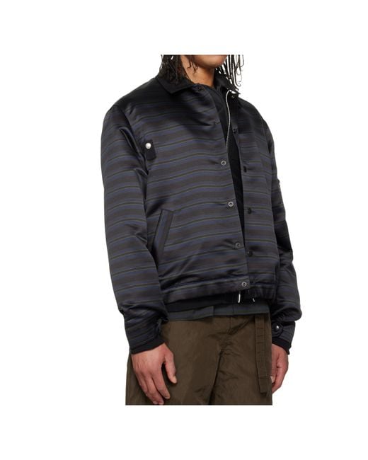 Sacai Black Striped Cropped Bomber Jacket for men