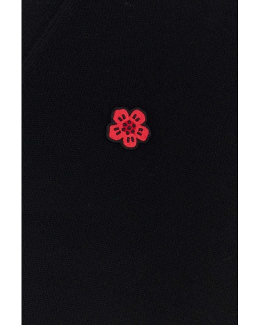 KENZO Black V-Neck Buttoned Cardigan for men