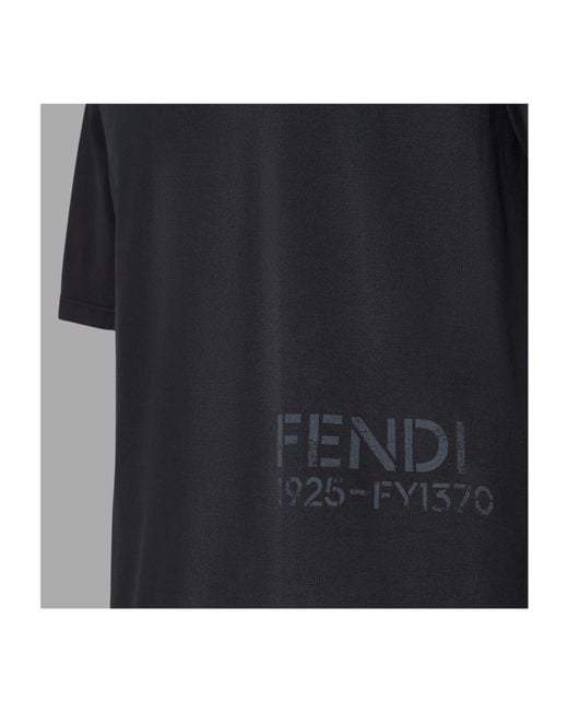 Fendi Black Logo Printed Crewneck T-Shirt for men