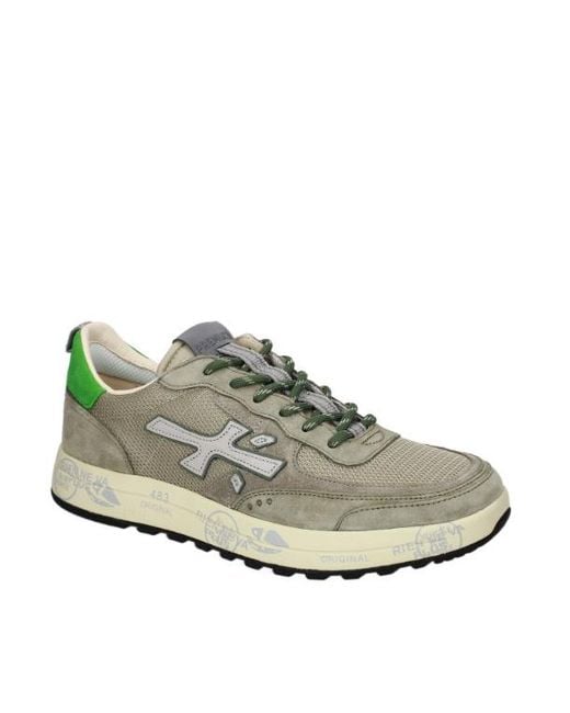 Premiata Green Round-Toe Sneakers for men