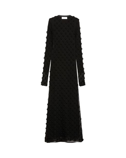 Sportmax Black Afelio1234 All-Over Embellished Crewneck Dress