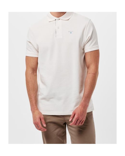 Barbour White Sports Polo Mix Shirt for men