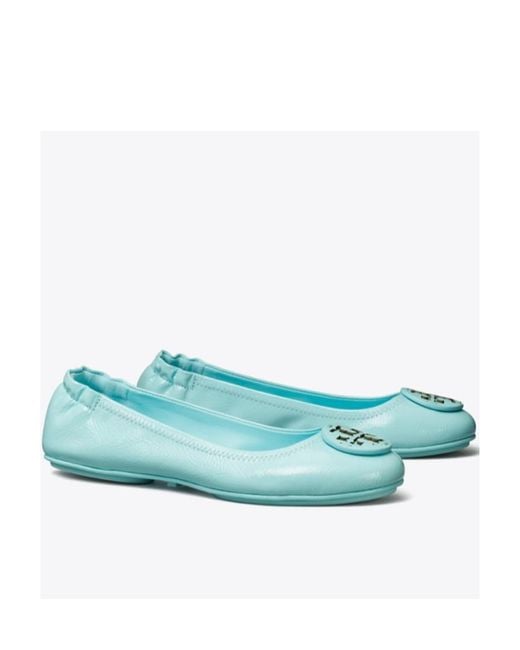 Tory Burch Green Minnie Travel Ballerina Flat Shoes