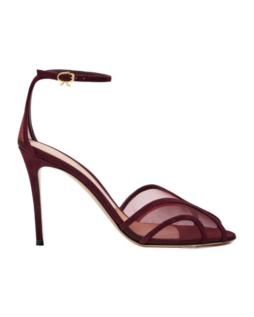 Gianvito Rossi Pink Mesh And Suede Sandals