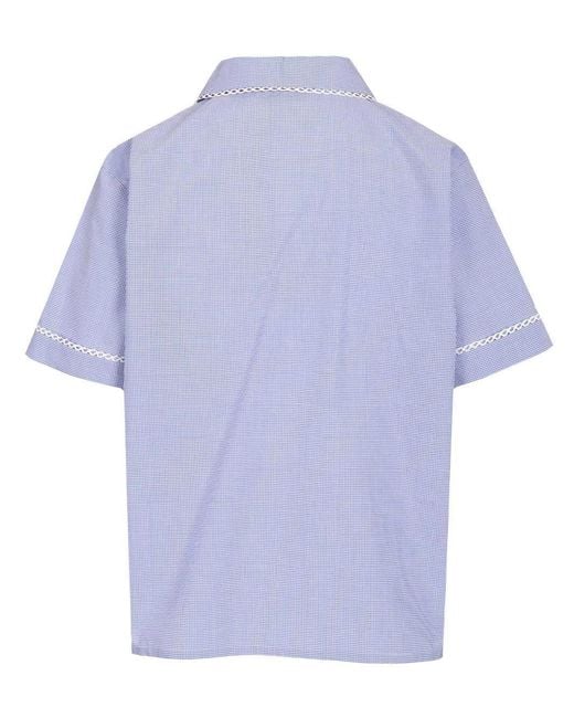Miu Miu Blue Short-Sleeved Checked Shirt