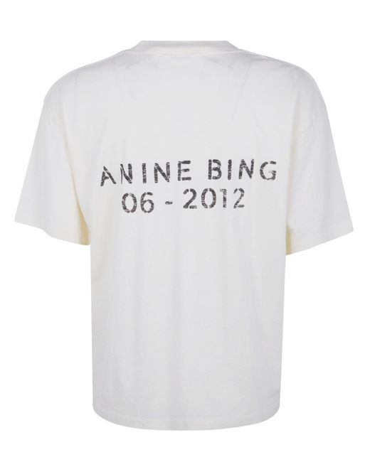 Anine Bing White Logo-Print T-Shirt