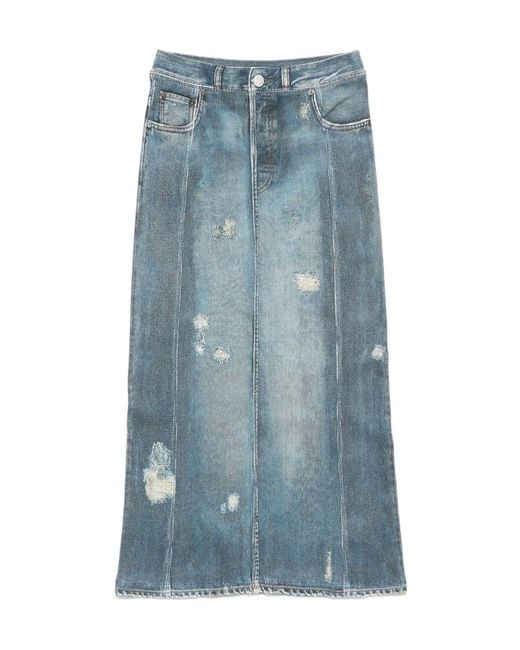 Acne Blue Denim Midi Skirt