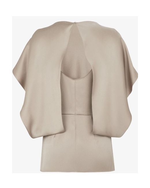 Fendi Natural Cape-Style Sleeved Cut-Out Detailed Blouse