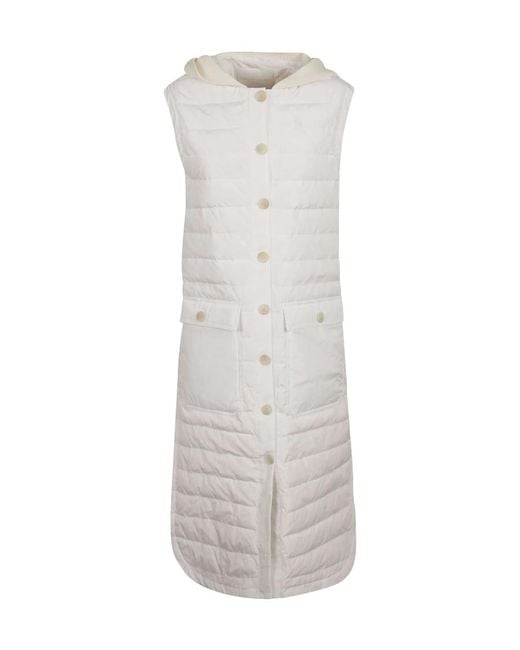Fabiana Filippi White Padded Long Quilted Vest