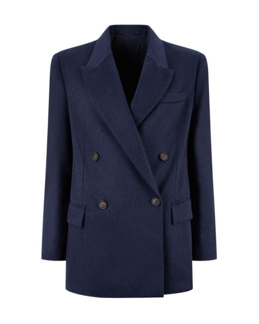 Brunello Cucinelli Blue Double-Breasted Blazer