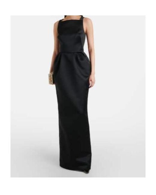 Safiyaa Black Trecchi Embroidered Duchesse Gown
