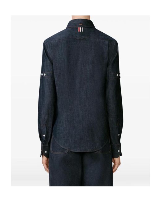 Thom Browne Blue Long-Sleeved Denim Shirt