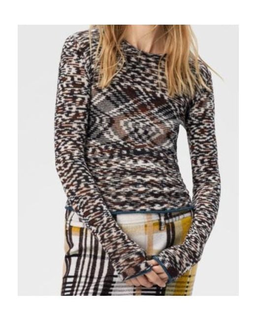Missoni Black Crew Neck Sweater With Flame Pattern