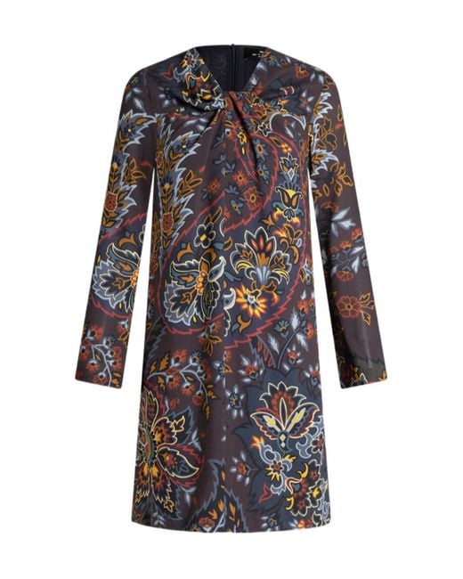 Etro Black Tunic Dress With Paisley Print