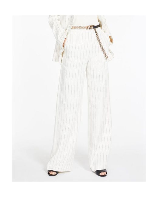 Max Mara White High-Waisted Wide-Leg Trousers