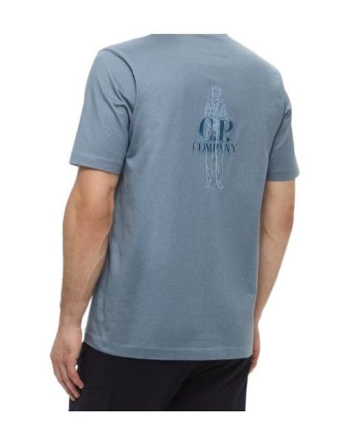 C P Company Blue British Sailor-Embroidery T-Shirt for men