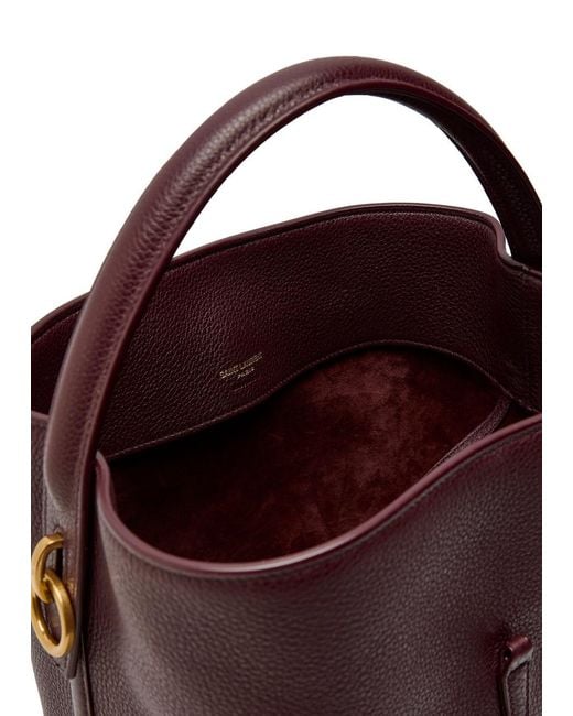Saint Laurent Red Litchi Grain Bucket Bag