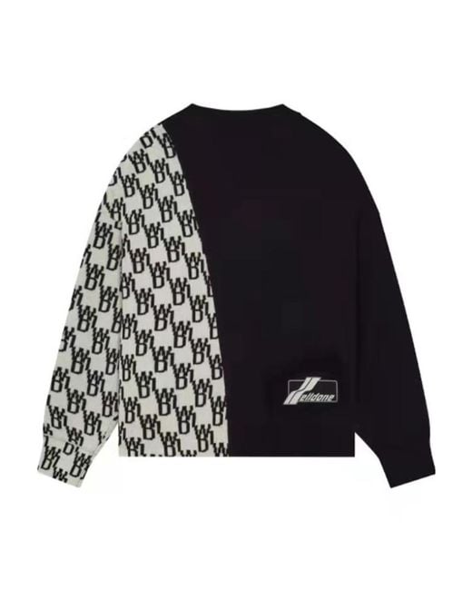 we11done Black Contrast Monogram Jumper for men