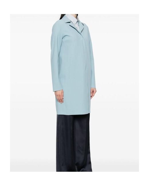Herno Blue Single-Breasted Long-Sleeved Coat