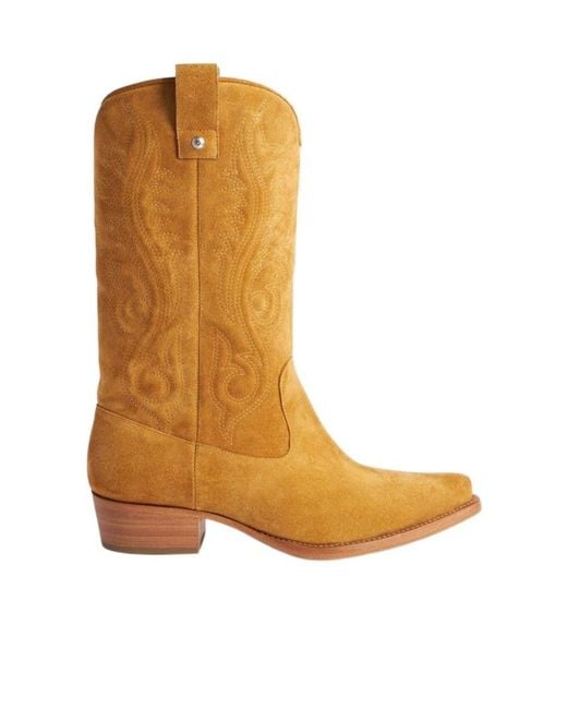 1989 STUDIO Brown Pointed-Toe Cowboy Boots for men
