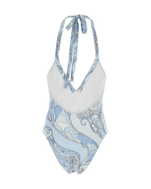 Emilio Pucci Blue Spaghetti-Strap One-Piece Swimsuit